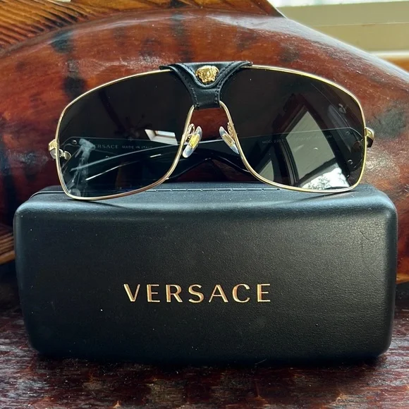 Versace Black and Gold Men's Sunglasses - Picture 7 of 14